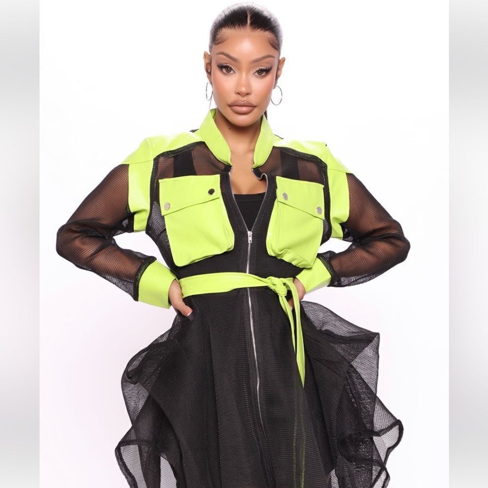 NWT Keep it Right Trench Coat - Black/Like Green - Size XL